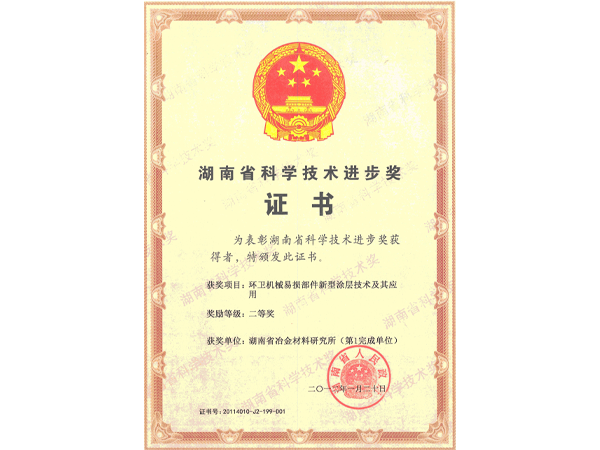 2012-湖南省科学技术进步奖二等奖